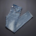 VINTAGE STRIPE - Men's American Vintage Striped Straight Jeans - Blue, W28–36