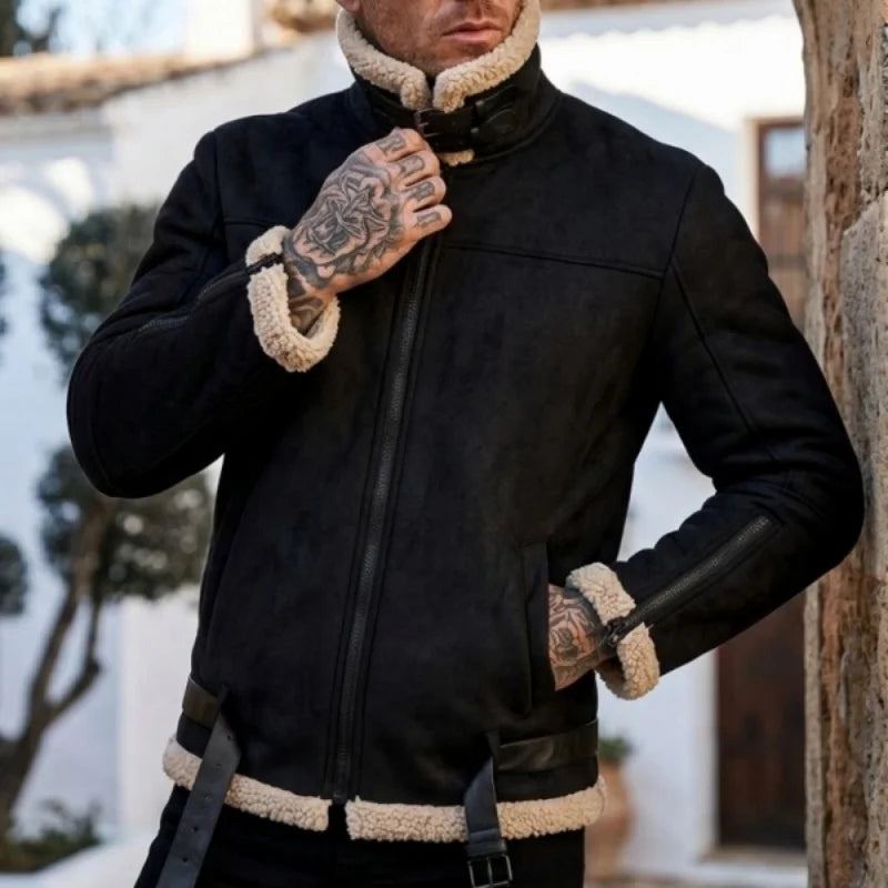SUEDE FLEECE - Men's Faux Suede Fleece-Lined Winter Jacket - 2 Colors, S–5XL