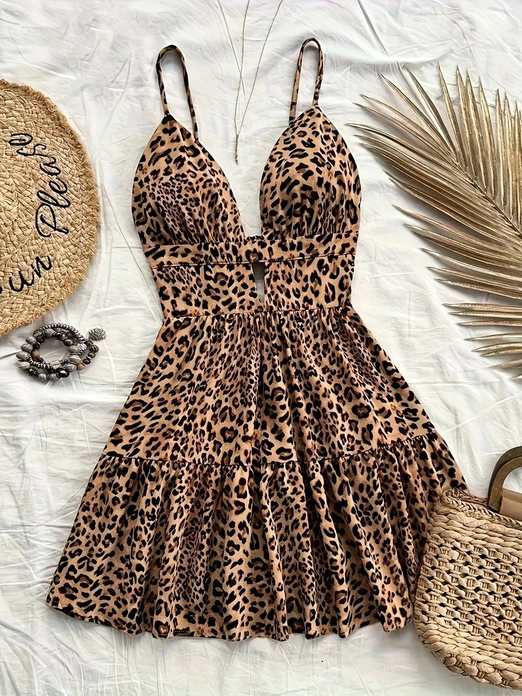 Fashion ladies floral print lace camisole V-neck backless sexy holiday shoulder strap elastic beach dress female