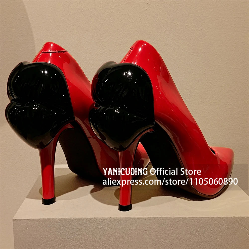KISS KILLER - Lip Pumps - White Patent With Red Lips Heel