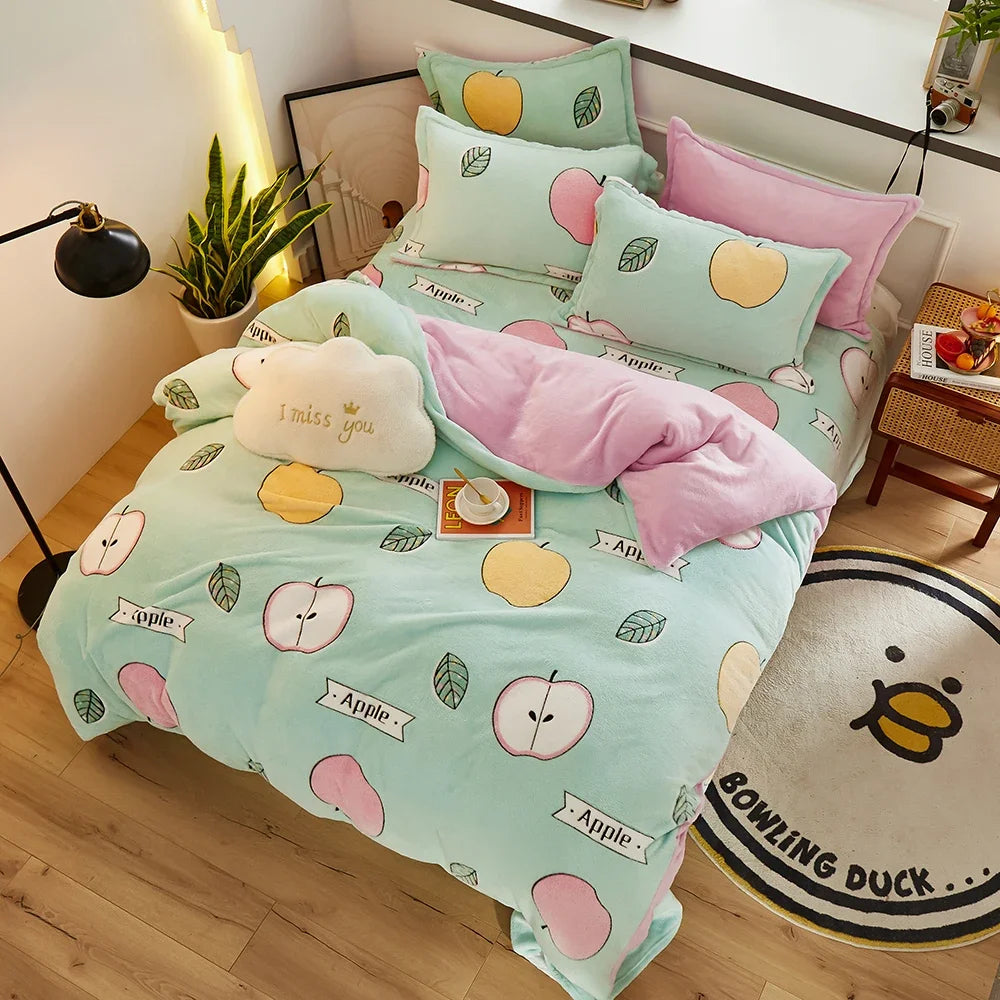 COZY FLANNEL - Thick Fleece Duvet Cover - Double-Sided Velvet, Winter Warmth