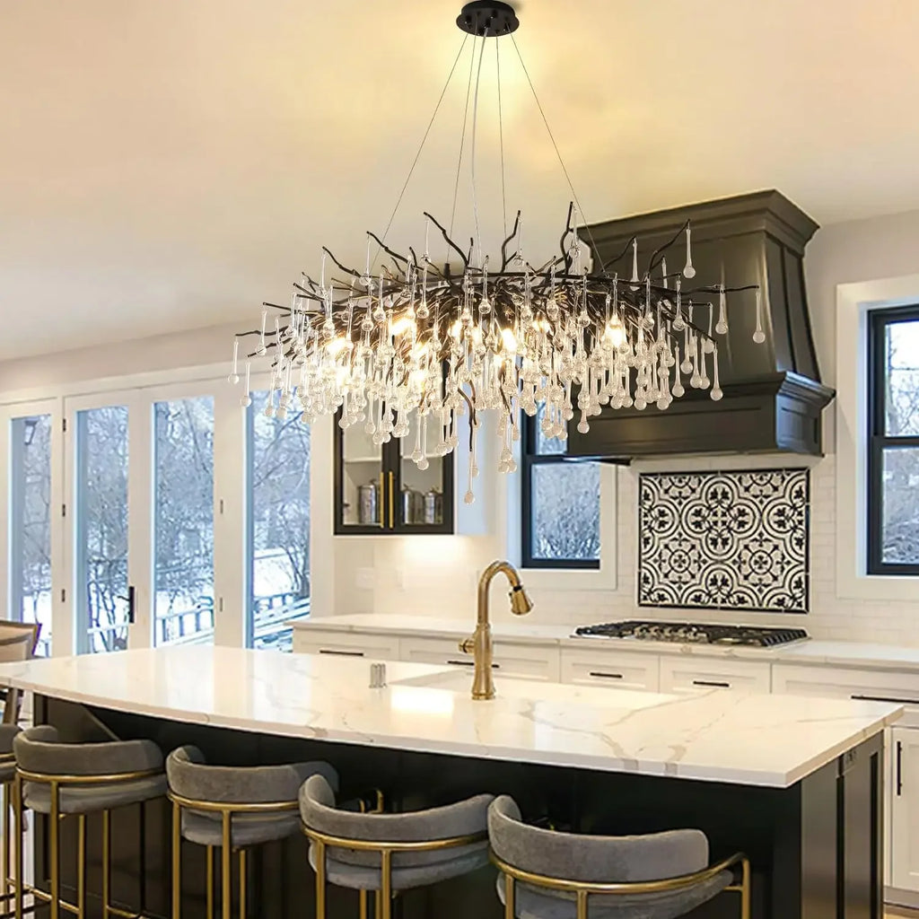 Water Drop Crystal Chandelier – Chrome/Gold/Black, Multi-Size