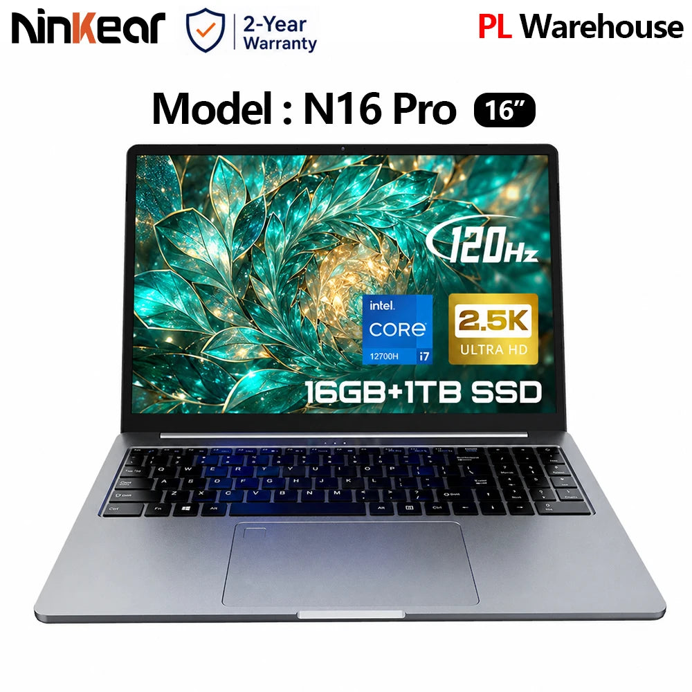 Ninkear N16 Pro 16" - 2.5K 120Hz Ultra HD Laptop for Work & Creation
