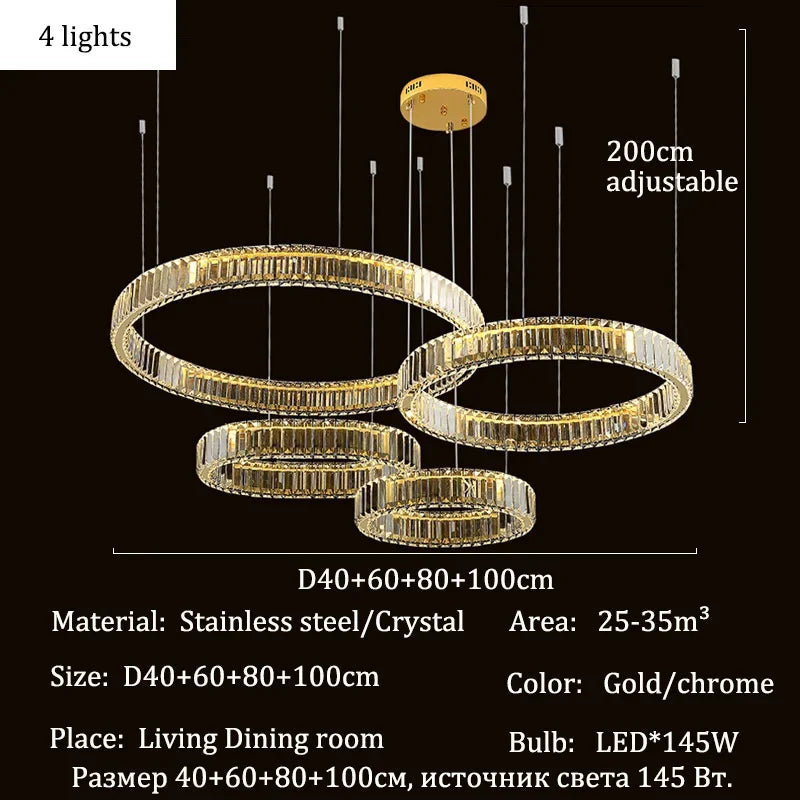 HALO LUXE – 4-Ring Crystal Chandelier