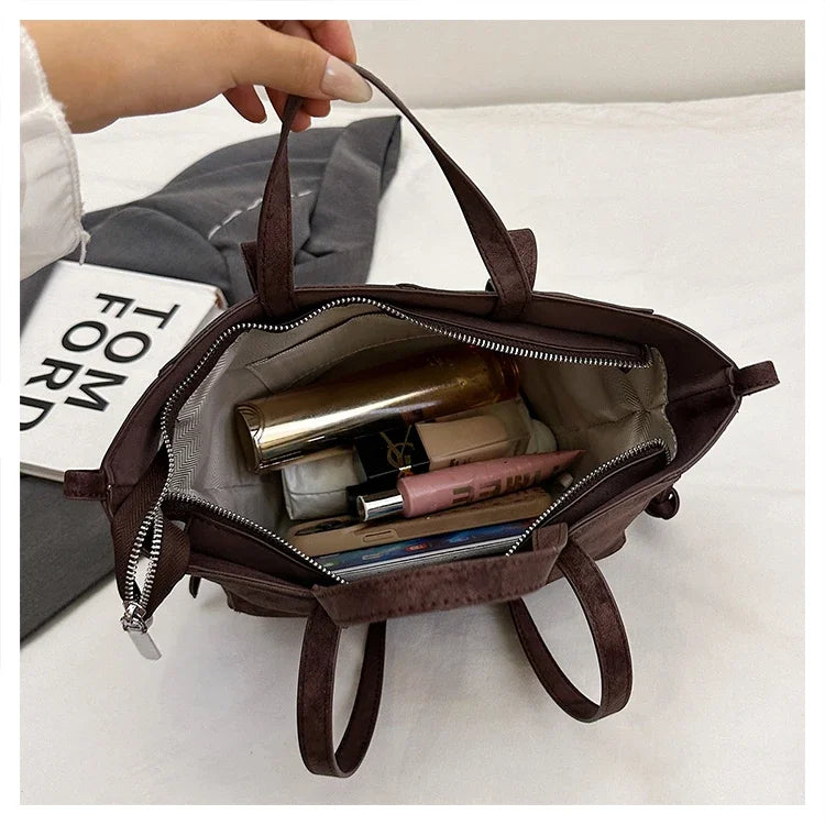 Light Luxury Solid PU Hasp Shoulder Bag for Women Commuting Frosted Leather Handbag 2026 Hot Sale Large Capacity Niche Tote Bags