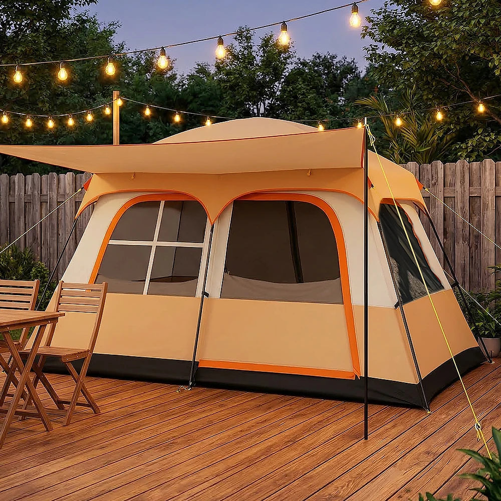 Outdoor Camping Tent 4-6 Person Double Layer 2 Room Waterproof Windproof