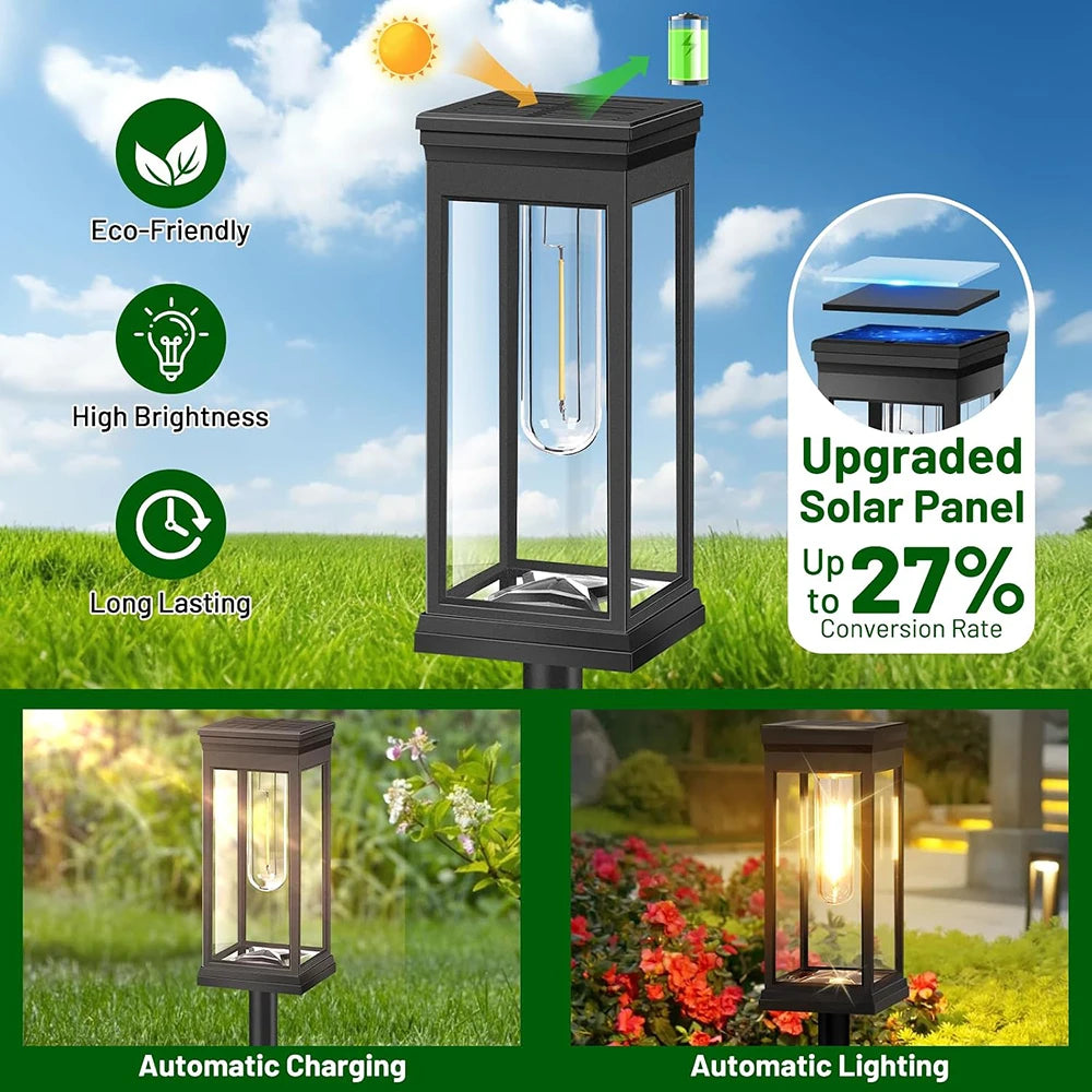 SOLAR PATHWAY LIGHTS - 4-Piece, Warm or Cool White - Auto Outdoor Glow