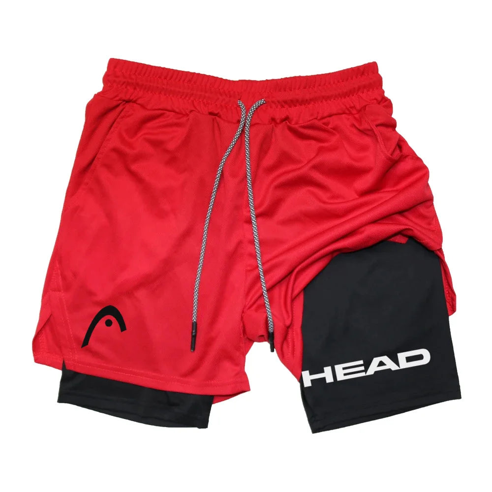 Anime Berserk Head Running Shorts Men Fitness Gym Training 2-in-1 Sports Quick Dry Workout Jogging Double Deck Summer