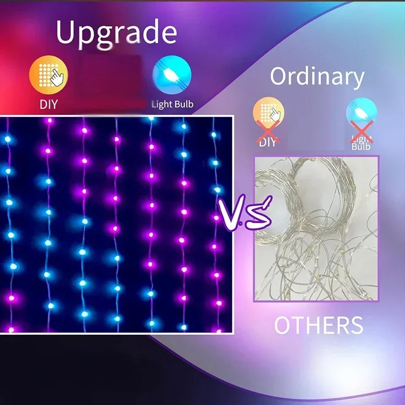 Smart RGB Curtain Lights - 400 LEDs - Creative Glow