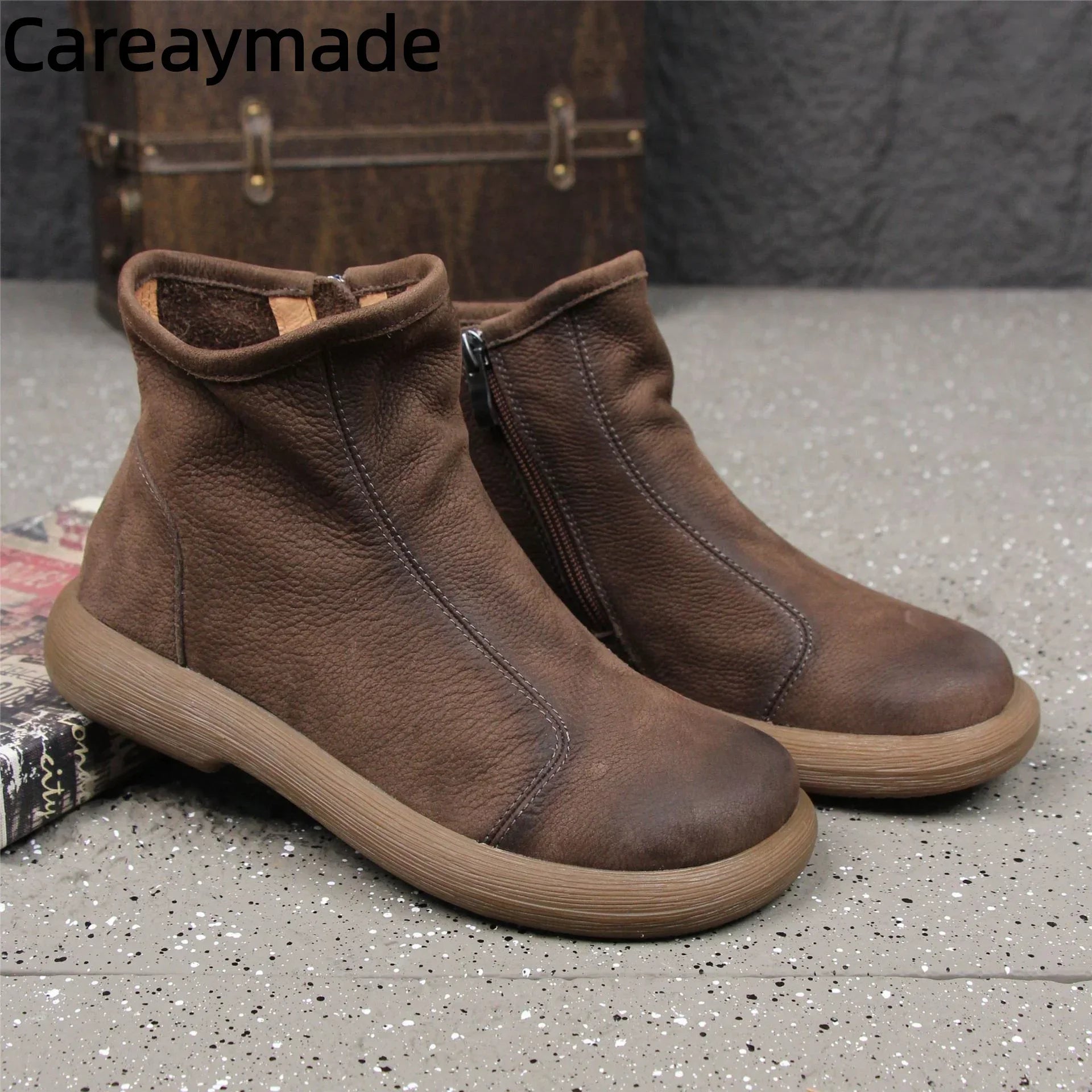 Handmade Genuine Leather Ankle Boots – Retro Unisex