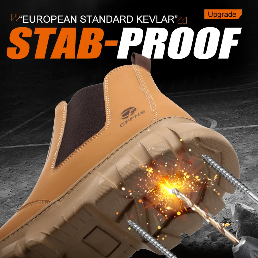 STEEL TOE WORK BOOTS - Men's Anti-Smash Safety Chelsea Boots - Built Tough, Worn Daily