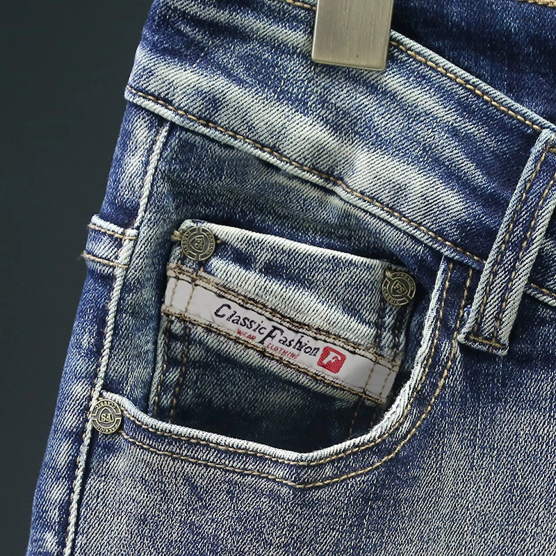 MOTO SLIM - Men's Retro Slim Skinny Jeans - Vintage Wash, W28–38