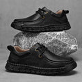 EASY GRAIN - Men's Handmade Split Leather Loafers - Flat Moccasins, Casual Comfort