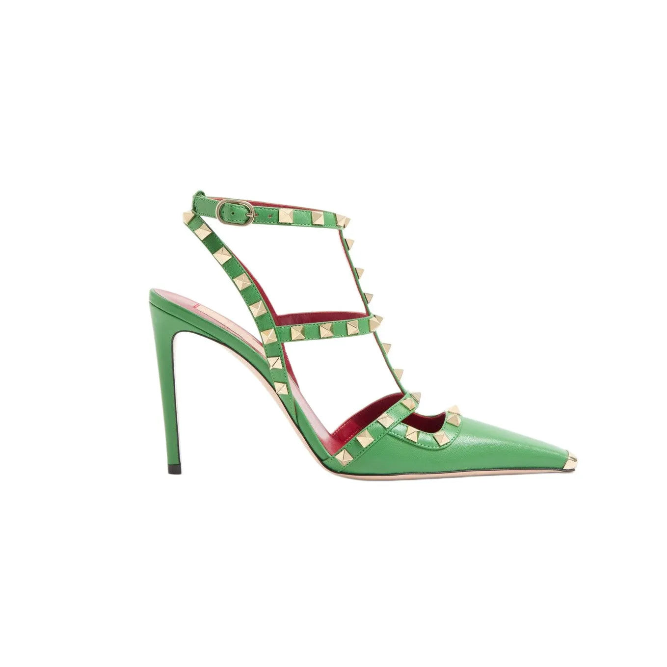 Studded High Heel Sandals – T-Strap Pointed Toe Stiletto Party Heels