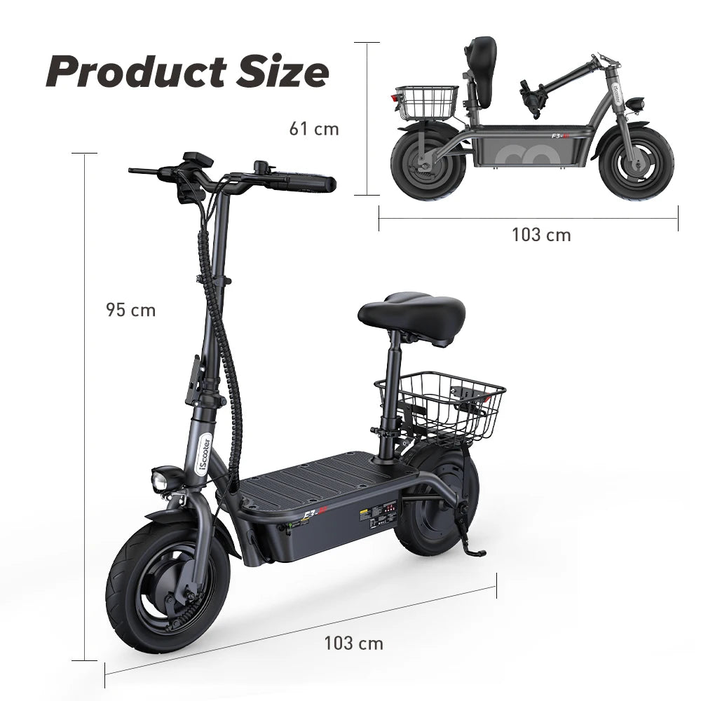 F3 ELECTRIC SCOOTER - 60 KM Range, Seat & Basket - Easy Commutes