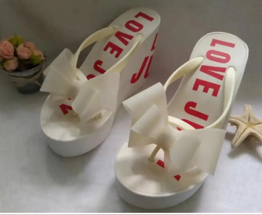 Platform Wedges Sandals Wedges Flip Flops High Heel Sandals Slippers White Beach Sandals Bohemia Flip Flops Pink size 32--43
