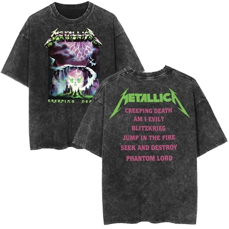 Metallica T-Shirt – Washed Vintage Rock Band Tee The Judas Kiss Unisex