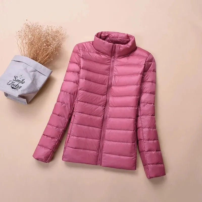 Slim Short Puffer Jacket - Hooded & Stand Collar