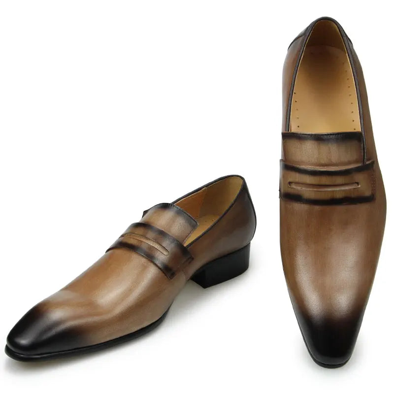 VELOUR STEP - Men's Luxury Cowhide Leather Loafers - Comfortable Formal & Daily Dress Shoes