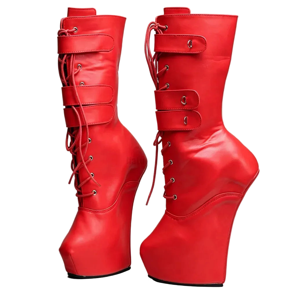 20cm Hoof Heel Ballet Boots – Platform Mid-Calf Zip