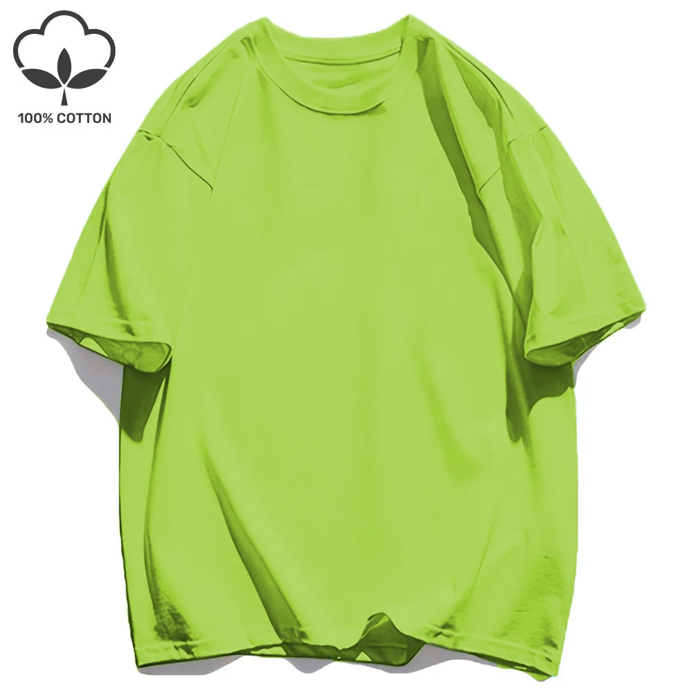 Woman 100% Cotton T Shirts Solid Color Casual T-Shirt O-Neck Summer Tops For Women Fashion Oversized Female Sportswear