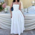 Sexy Floral Long Sun Dress Women's Hollow Out Sundress High Waist Suspenders Maxi Dresses Female 2025 Summer Yellow Festival New