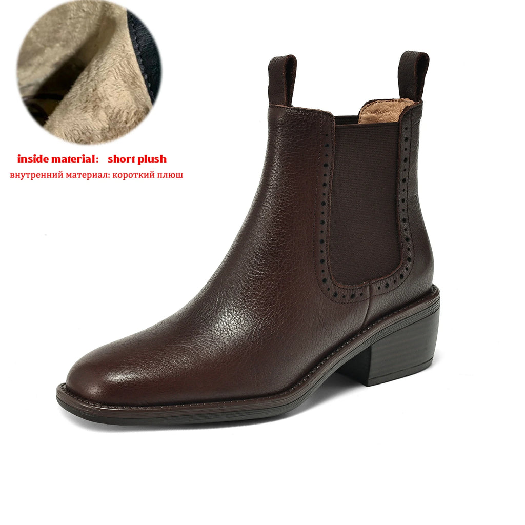 Cow Leather Chelsea Ankle Boots – Plush Lined Retro