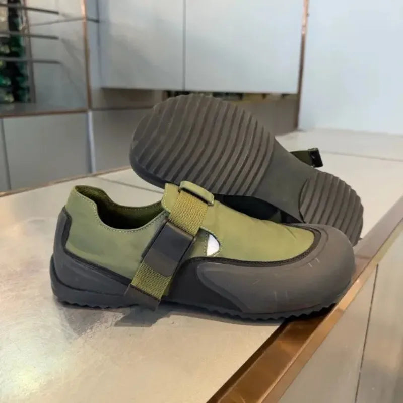 HOLLOW STRIDE - Men's Breathable Buckle Strap Slip-On Shoes - Height Increasing Casual Flats