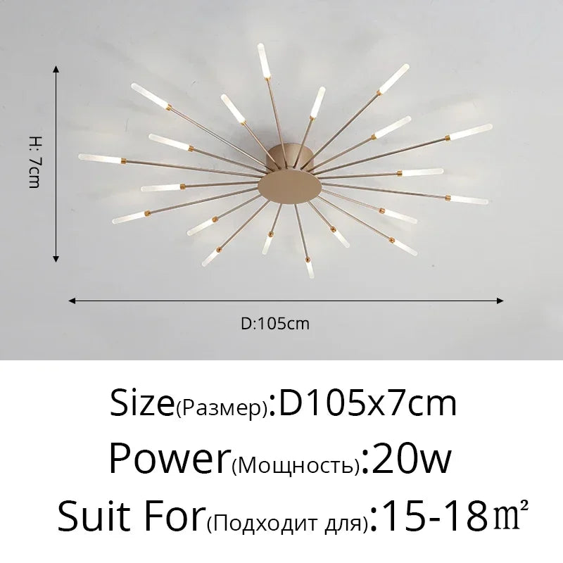 Modern LED Ceiling Chandelier – Black/Gold, 12–42 Heads, Dimmable