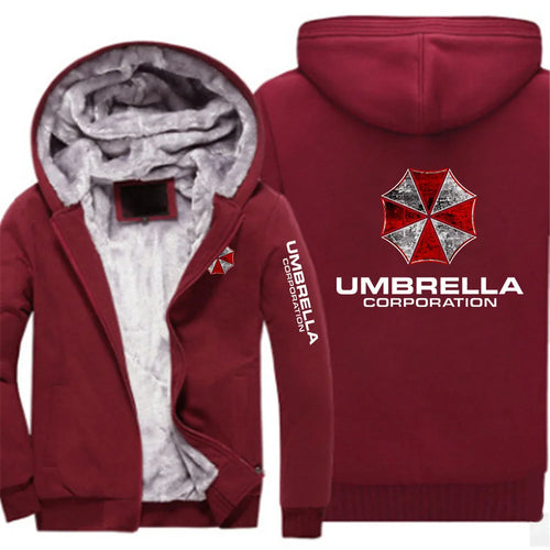 2025 Leisure Versatile Hoodies Autumn And Winter Men's Popular Jacket Umbrella Corporation Graphic Logo Print Fleece Warm Coat