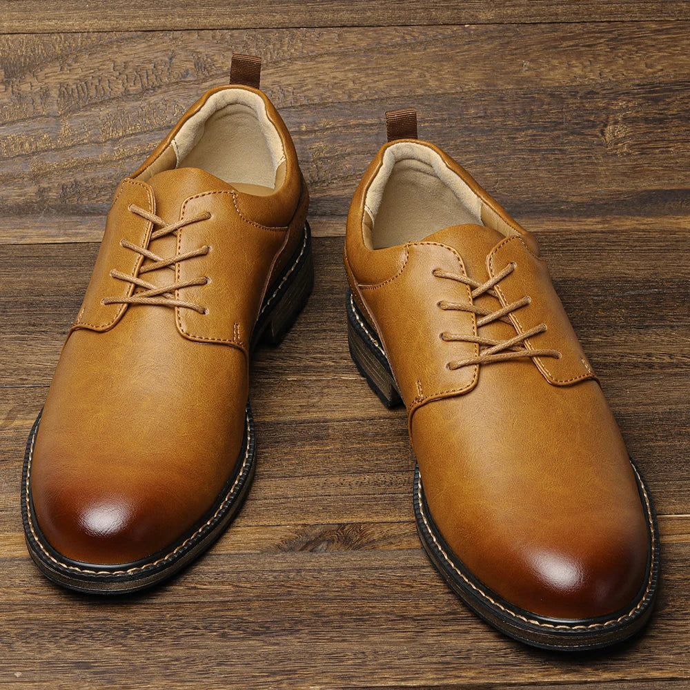 Men's Lace-Up Derby Shoes - Casual Faux Leather EU 40-46