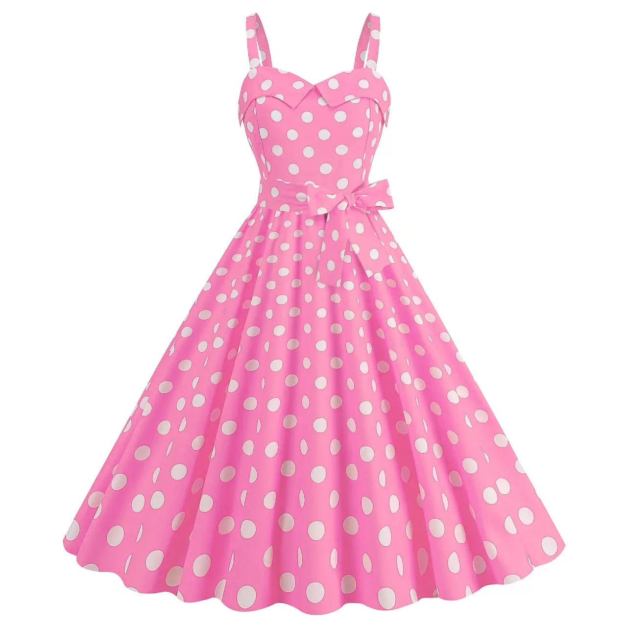 Vintage Classical Polo Dot Printed Dress Women's Sexy Sling Strap Wrap Chest Dress Valentine's Day Streetwear Spring Summer