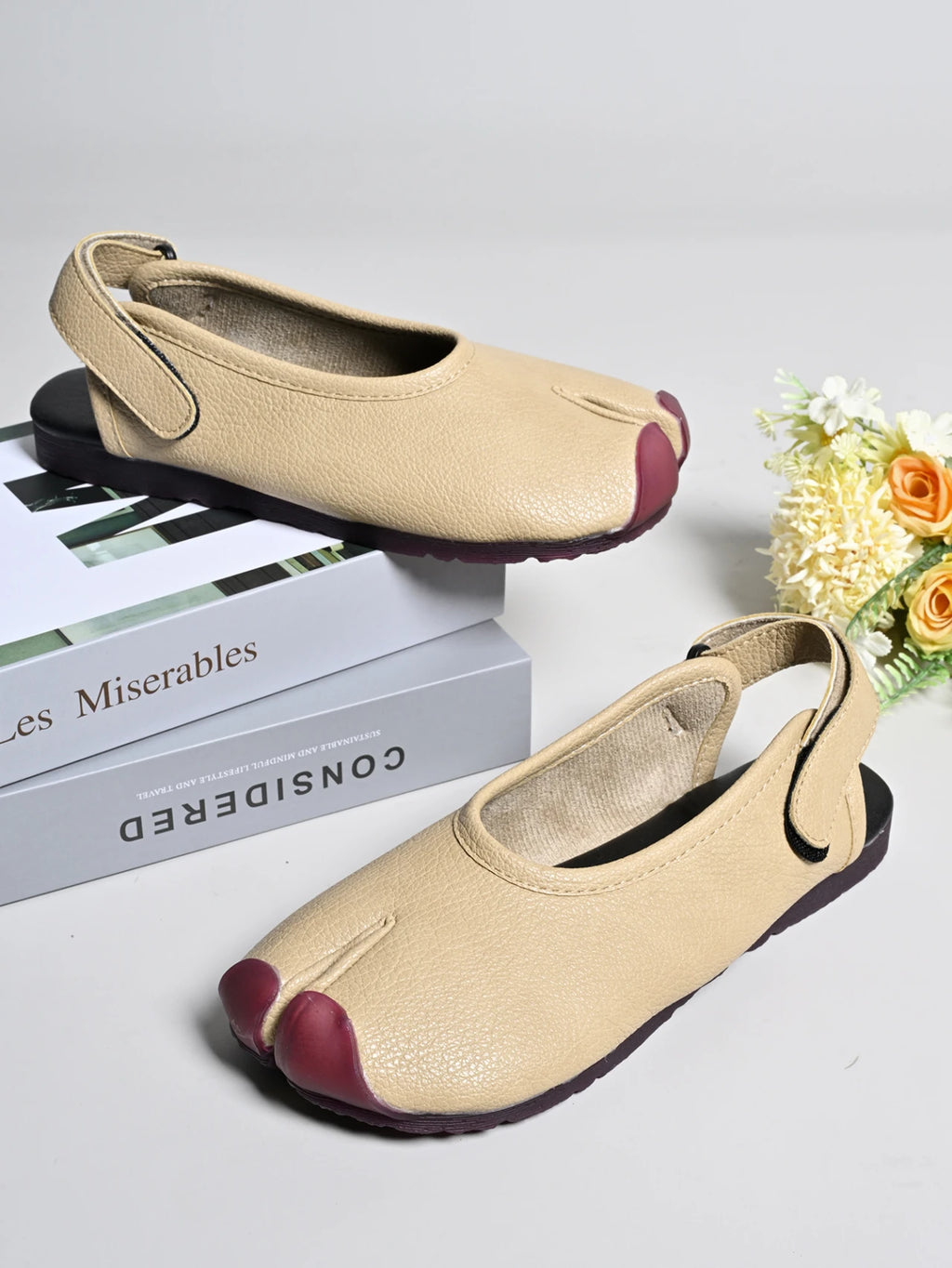 New Summer Soft Leather Split Toe Women Sandals Casual Comfortable Soft-soled Pig's Hoof Shoes Slingbacks Tabi Ballet Shoe