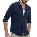 COLLAR STAND - Men's Linen Standing Collar Shirt - Lightweight, Casual