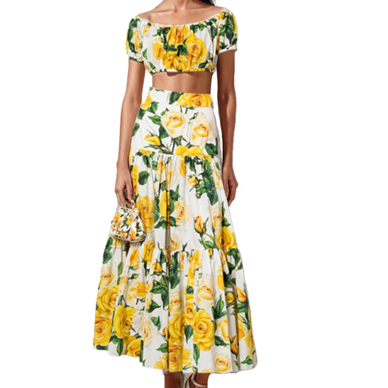 2026Spring new women's clothing Foreign trade European and American dresses Elegant casual loose-fitting plant print long dress