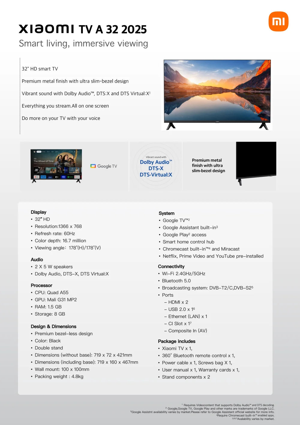 Xiaomi TV A32 32 Inch Google TV