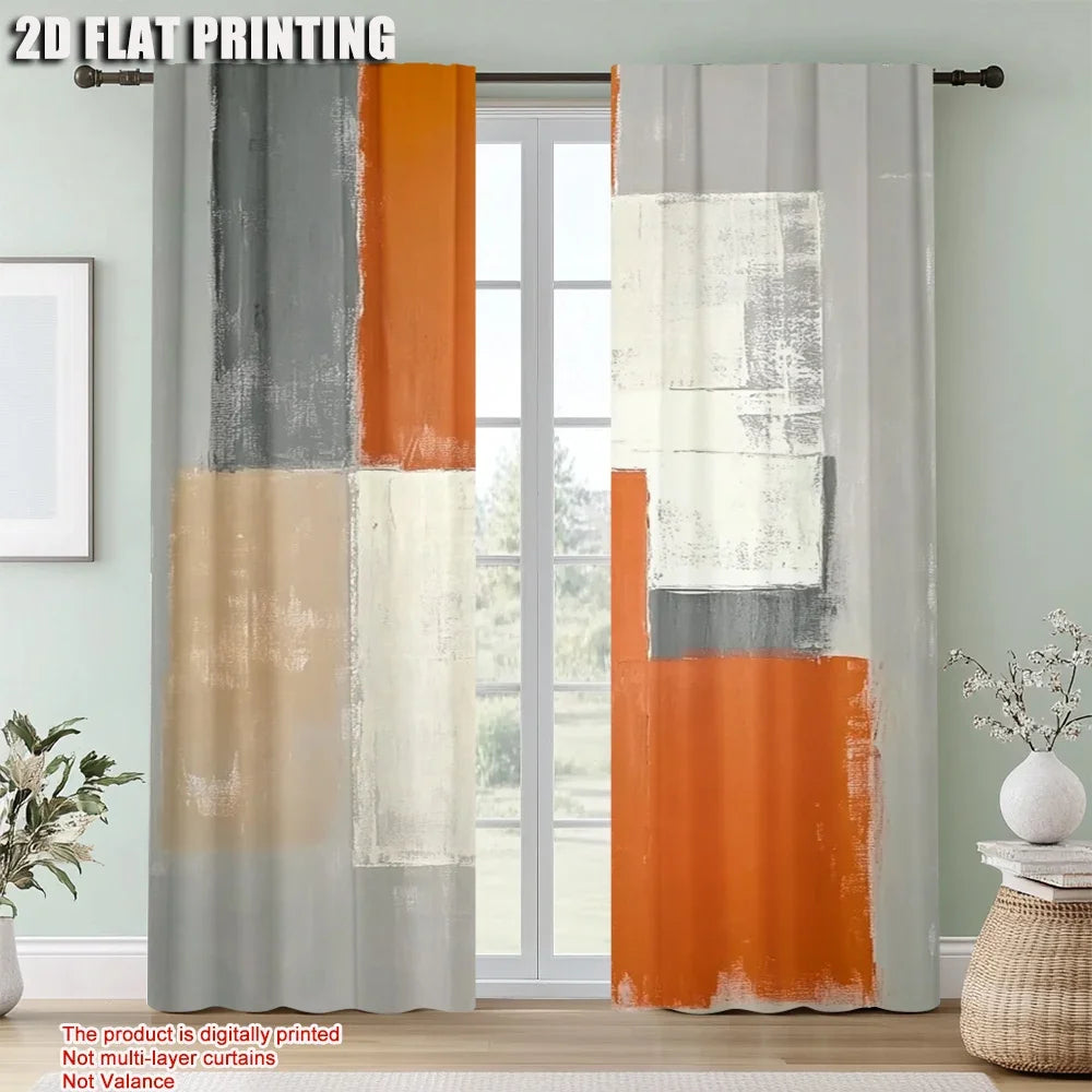 ABSTRACT ART SHEER CURTAINS - 2 Panels, Rod Pocket, 8 Sizes - Open Rooms