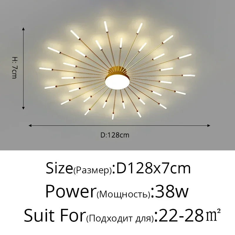 Modern LED Ceiling Chandelier – Black/Gold, 12–42 Heads, Dimmable