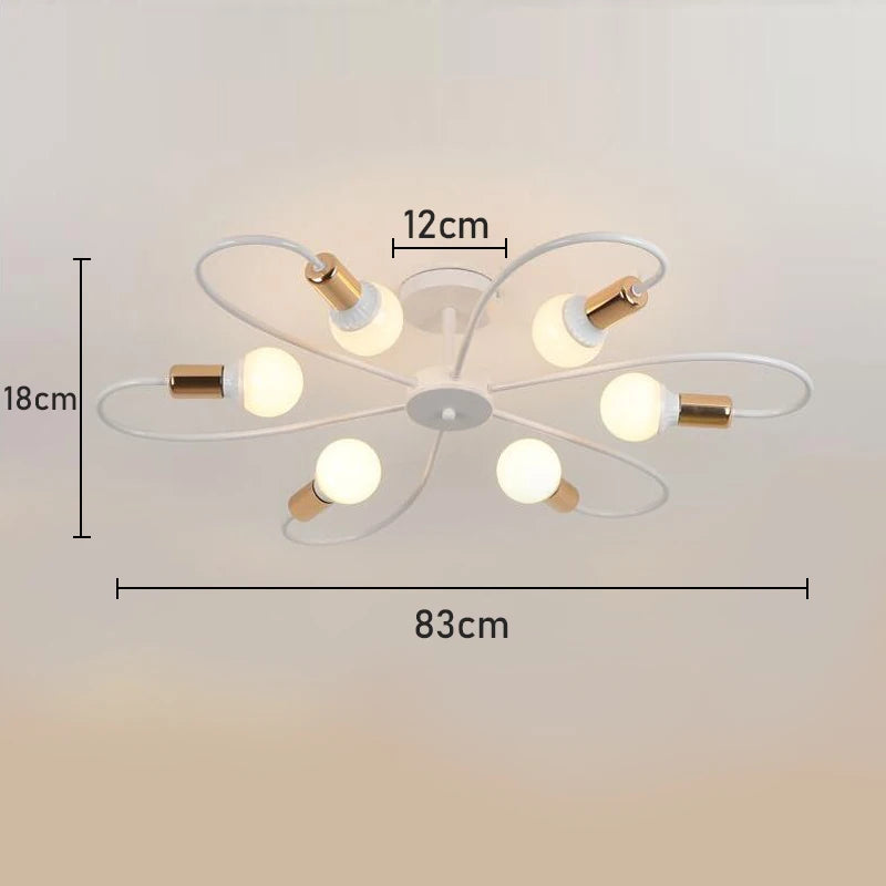 Retro Industrial Pendant Light – 3/6/8 Heads, Black/Gold/White