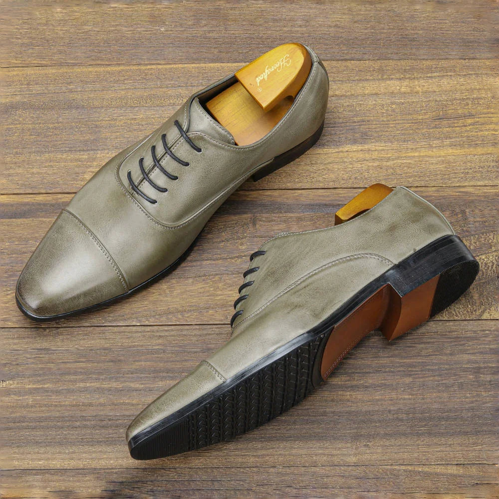 GREY GENT - Men's Fashionable Lace-Up Oxford Formal Shoes - Comfortable Gentleman's Social Dress Shoes