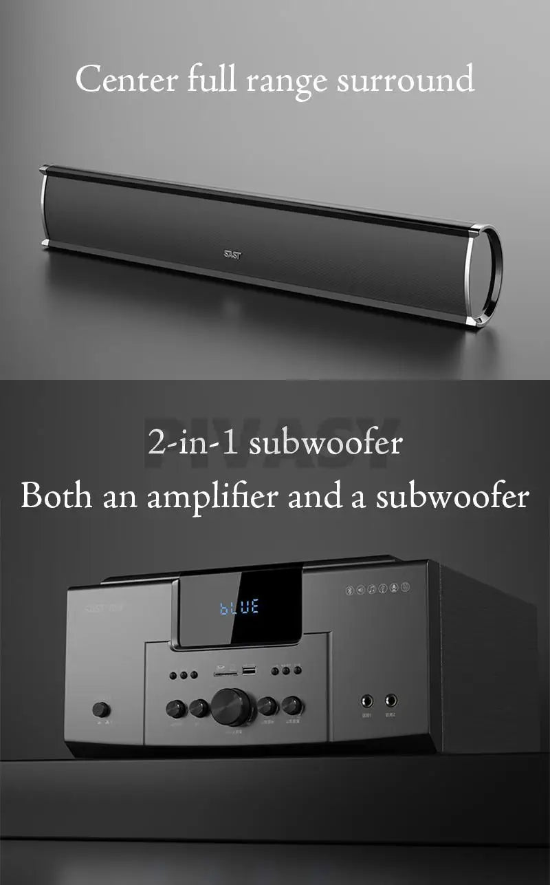 160W Home Theater 5.1 – Bluetooth Speaker 8 Inch Subwoofer Karaoke TV