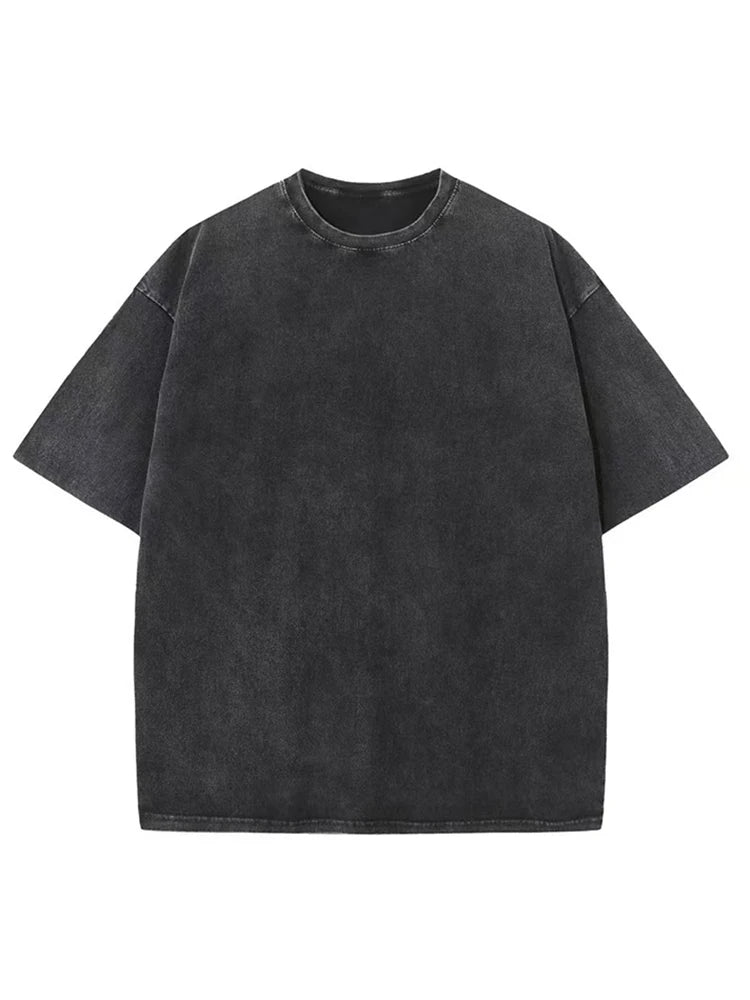 2026 Streetwear Washed Vintage T-Shirts Hip Hop Retro Punk T Shirt Women Tops Cotton Neutral Short Sleeve Acid Wash T-Shirts