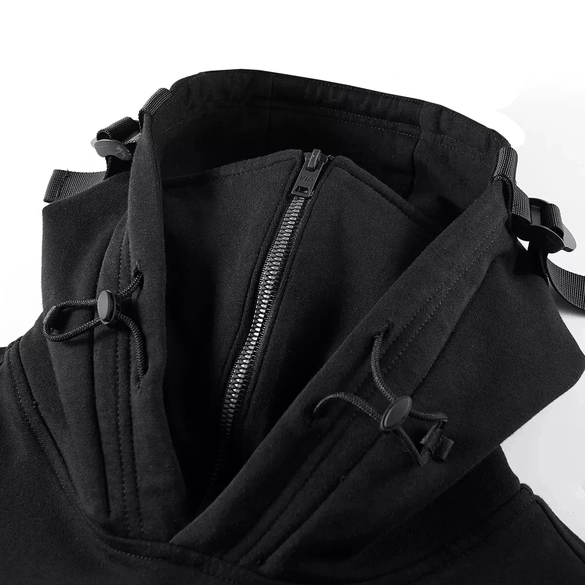 Men's Techwear Zip Up Hoodies Dark Souls Cyberpunk Sweatshirts High Neck Mask Windproof Pullovers Dark Black Cargo Tops