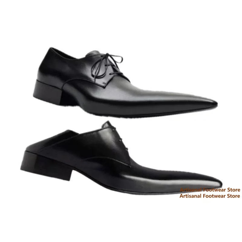 Men's Pointed Toe Derby Shoes - Lace-Up Formal Business Casual