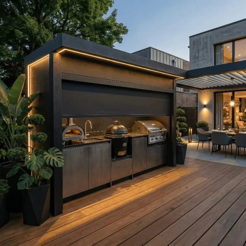 LUXURY OUTDOOR KITCHEN - Grill, Sink & Fridge - Modular BBQ Island