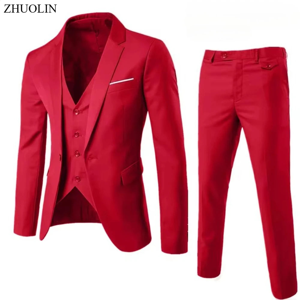 SUIT SET - 3-Piece & 2-Piece Men's Formal Suit - Dress Sharp, Stand Out