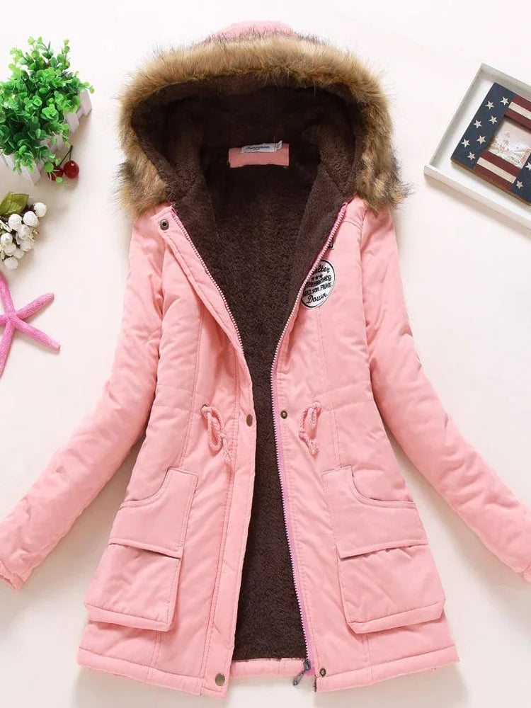 Slim Hooded Padded Coat - Applique & Sash Detail