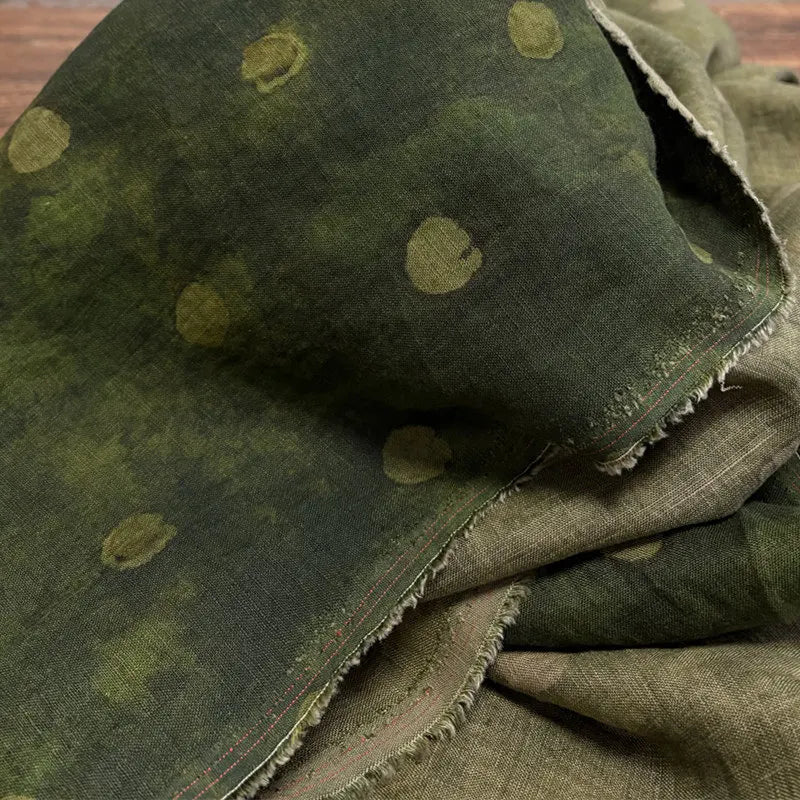 Linen Printed Fabric Sand Washed Soft Texture for Dress Robe Blouse Tablecloth Elegant Clothing Handmade DIY Home Craft Material