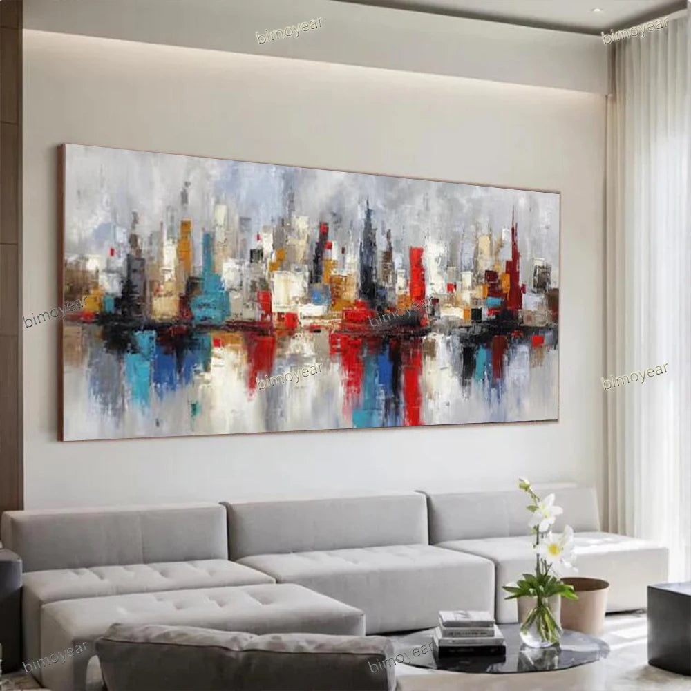 Abstract City Oil Painting - Hand Painted - Unframed Art