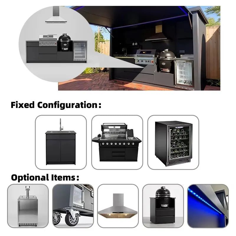 LUXURY OUTDOOR KITCHEN - Grill, Sink & Fridge - Modular BBQ Island